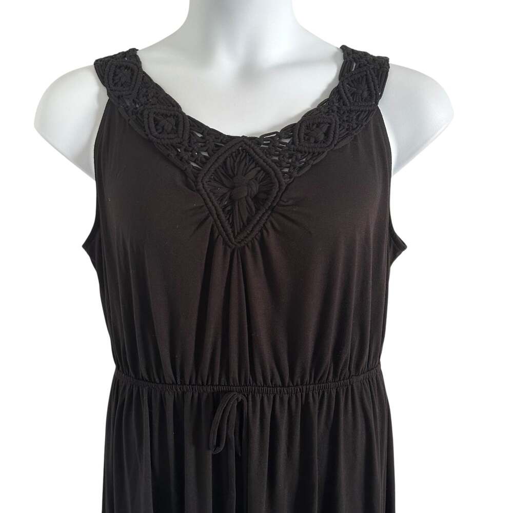 Faded Glory Dress women's size XL black maxi sleeveless crochet top